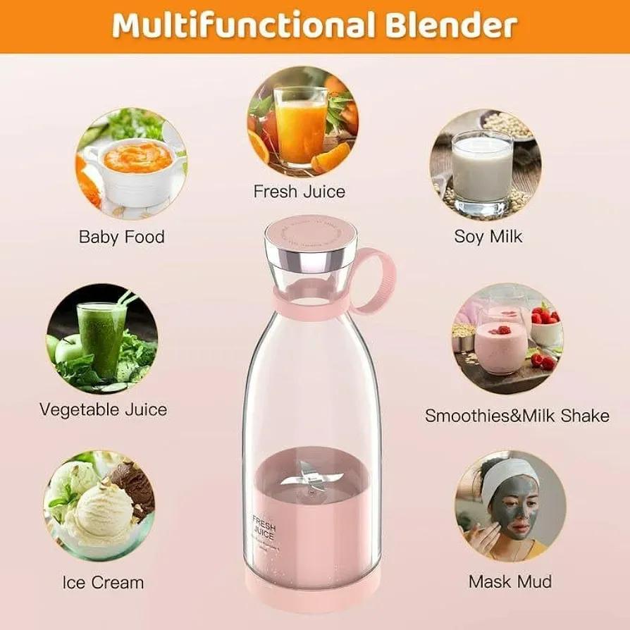 Mini Electric Juicer Blender – Portable USB Rechargeable Smoothie Maker