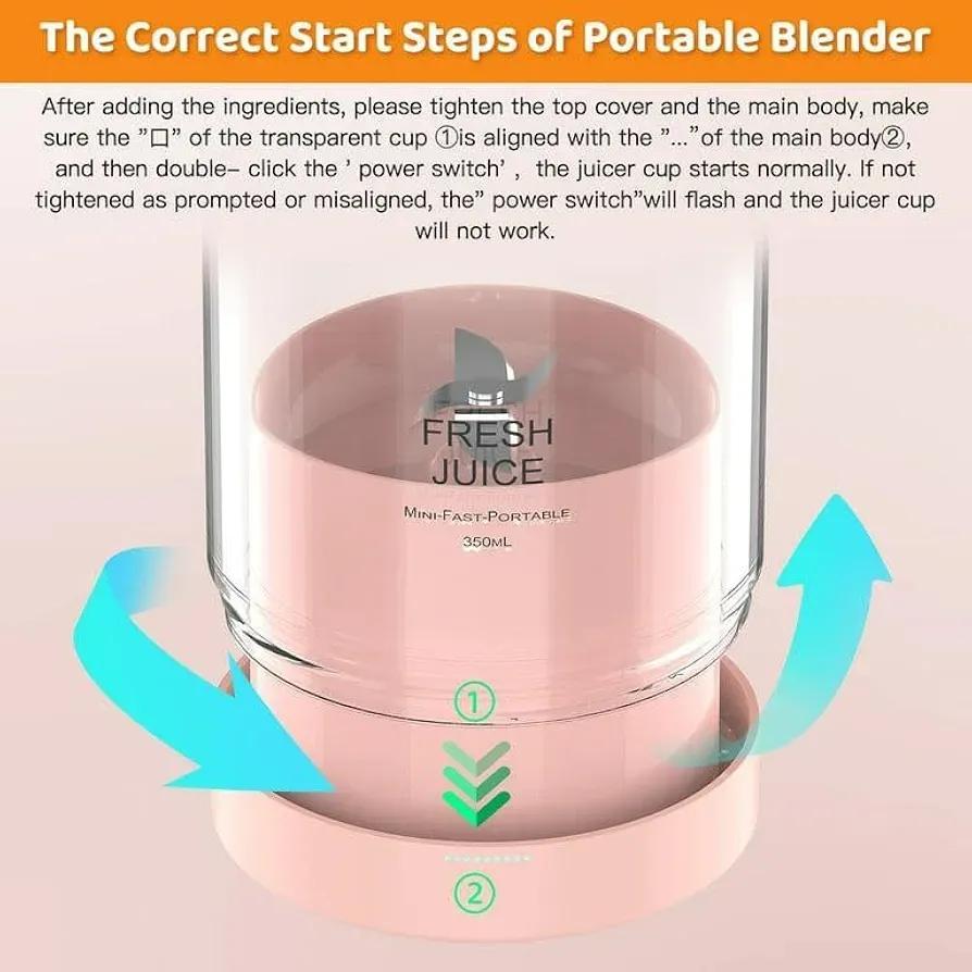 Mini Electric Juicer Blender – Portable USB Rechargeable Smoothie Maker
