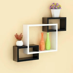 Wall Mounted Wooden Decorative Shelves | Modern Home & Office Storage Display Rack