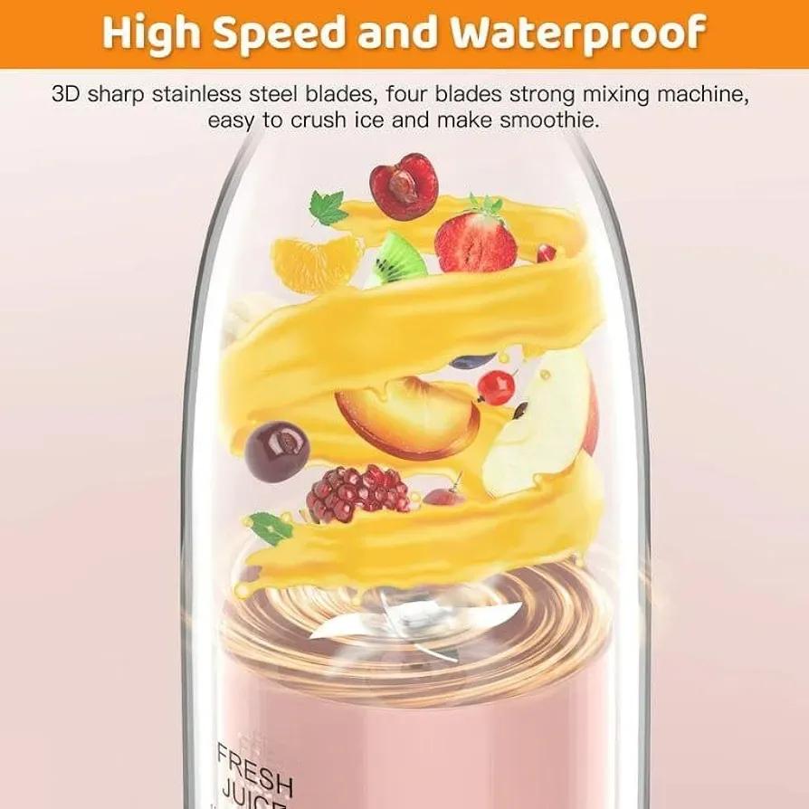 Mini Electric Juicer Blender – Portable USB Rechargeable Smoothie Maker