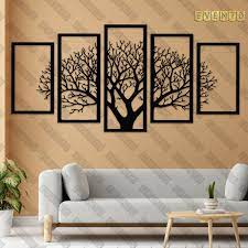 5 Frames Tree Wooden Wall Décor – Elegant Nature-Inspired Wall Art for Home & Office