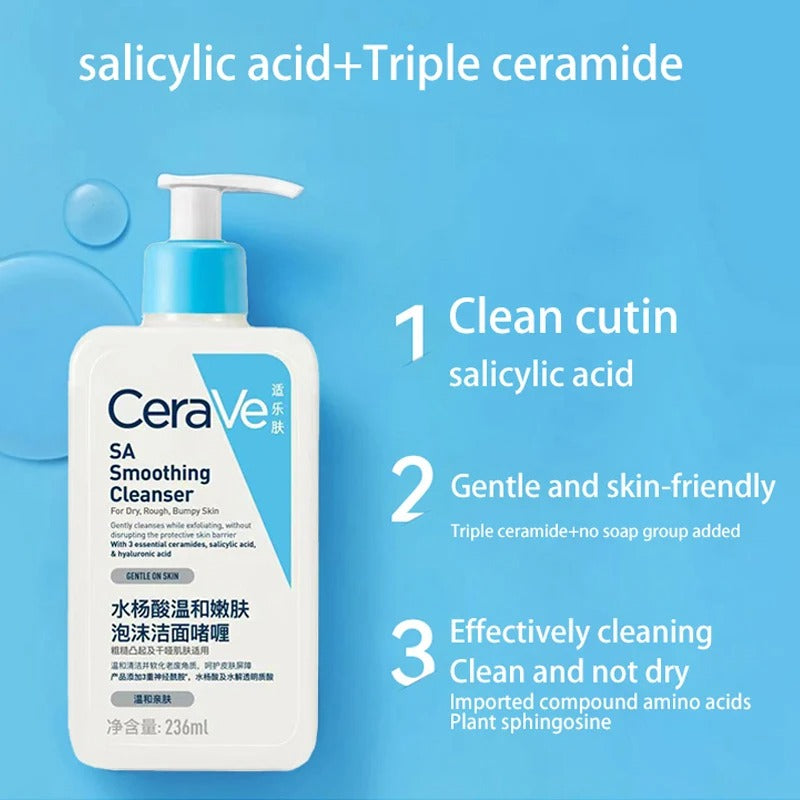CeraVe SA Smoothing Cleanser – Gentle Exfoliating Face Wash for Smooth Skin